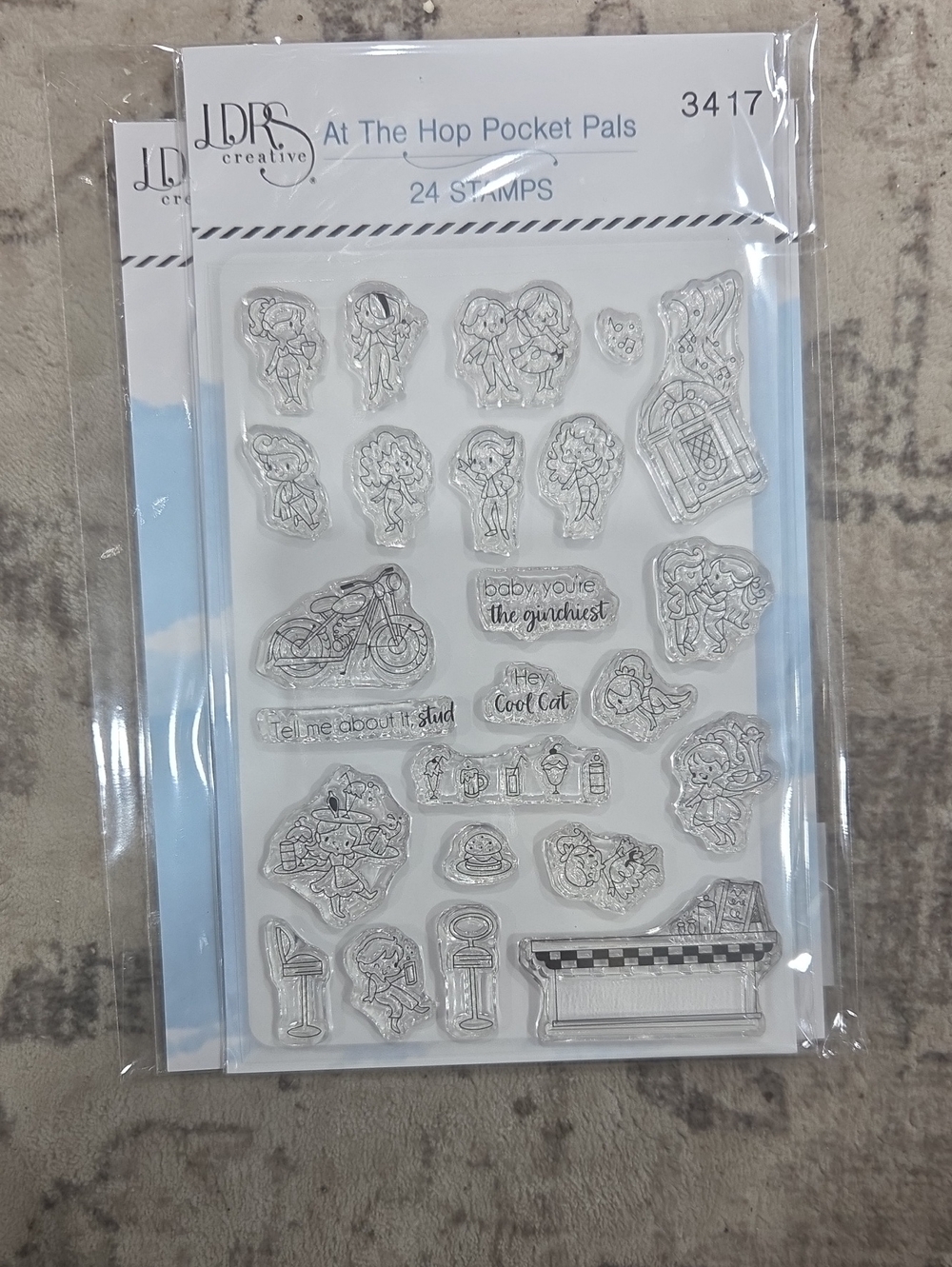 'At The Hop Pocket Pals' Clear Stamp Set - Light Blue Accent